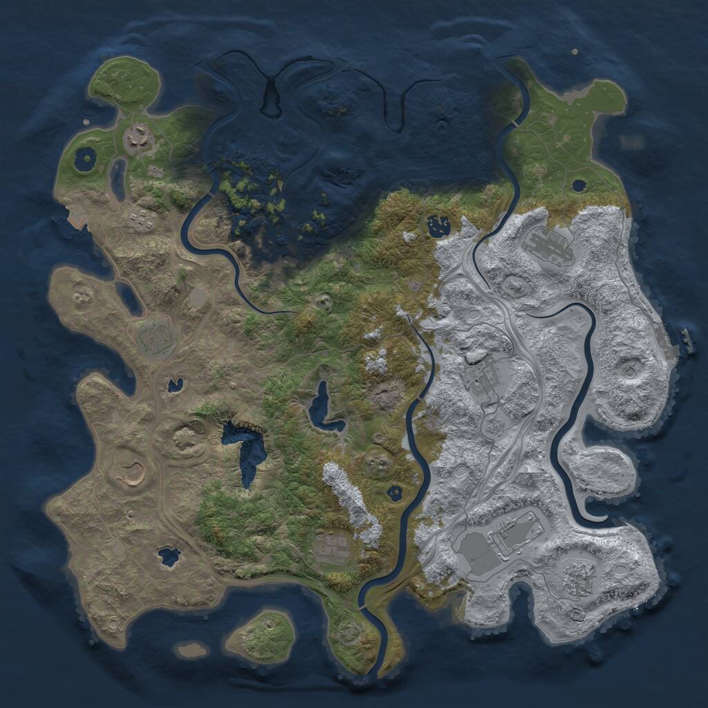 Rust Map: Procedural Map, Size: 4500, Seed: 201502851, 17 Monuments