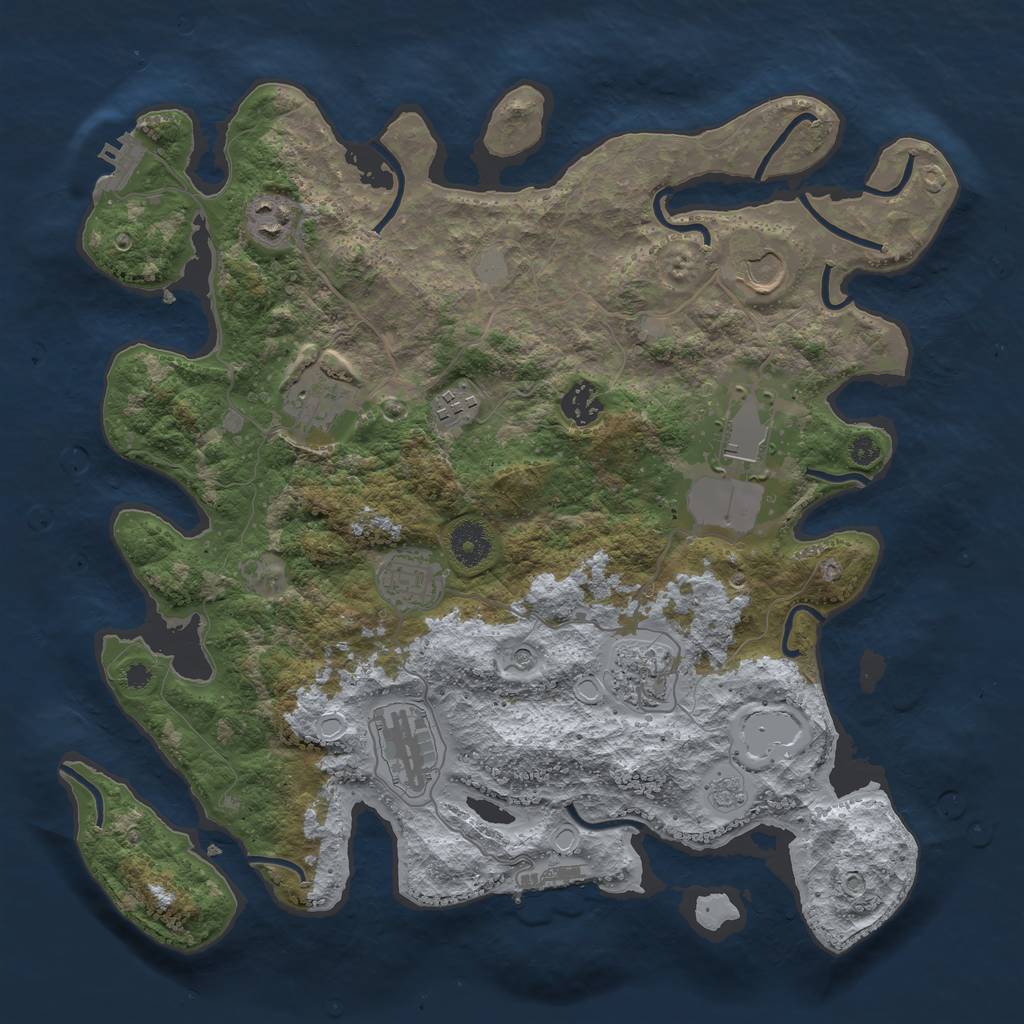 Rust Map: Procedural Map, Size: 3700, Seed: 24254, 16 Monuments