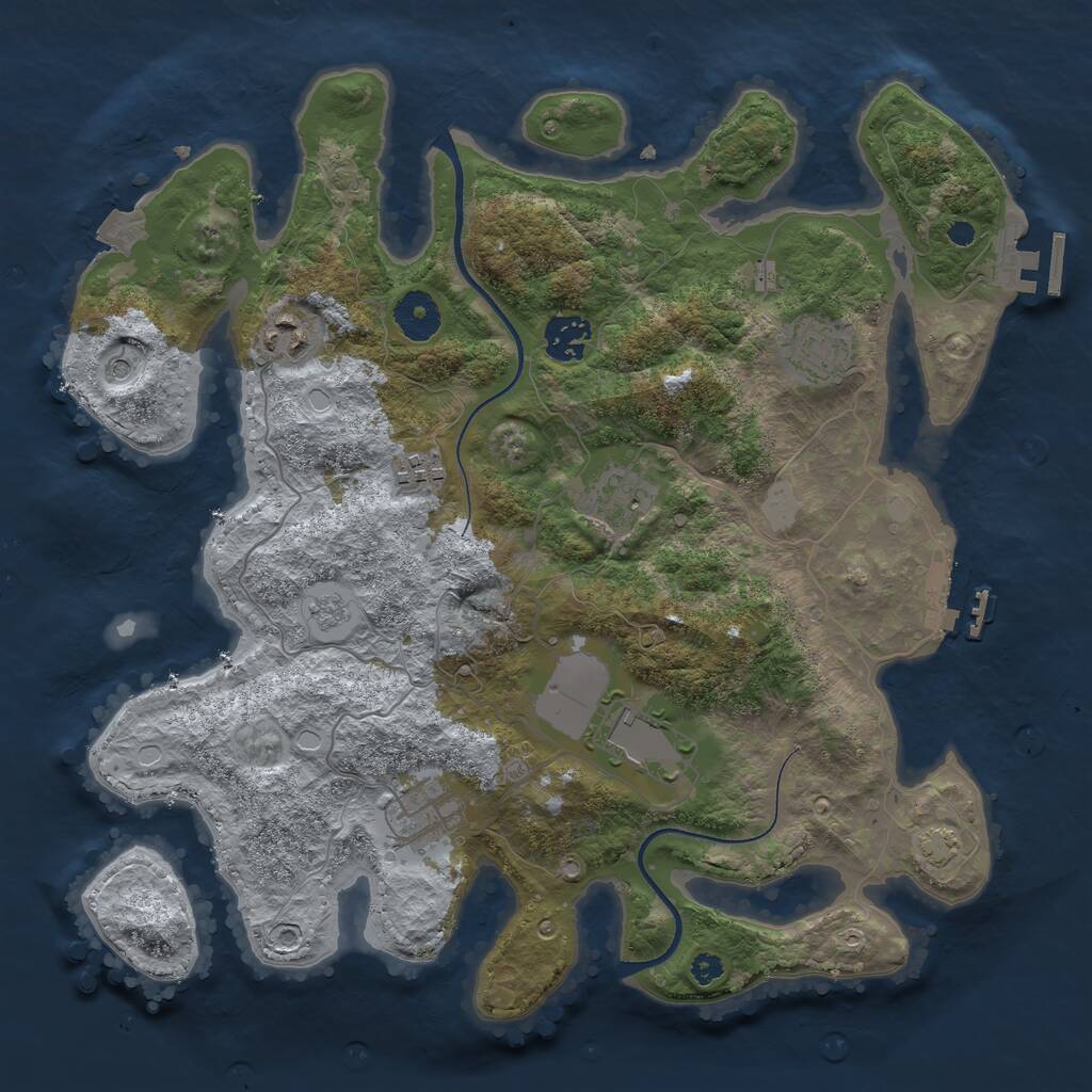 Rust Map: Procedural Map, Size: 3500, Seed: 846, 13 Monuments