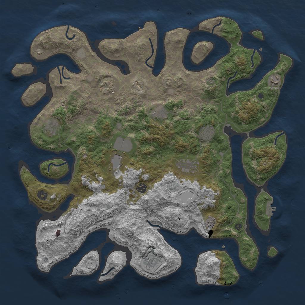 Rust Map: Procedural Map, Size: 4500, Seed: 45687356, 18 Monuments