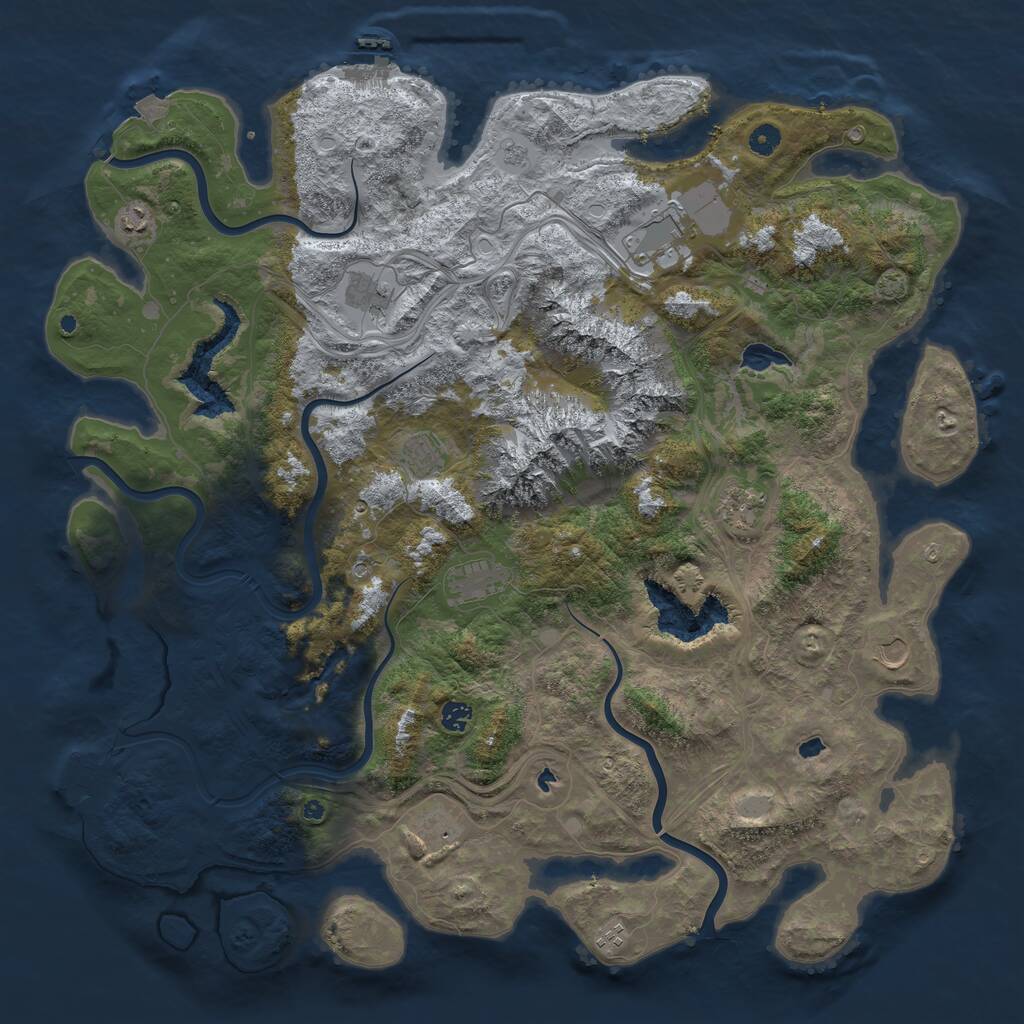 Rust Map: Procedural Map, Size: 5000, Seed: 46513200, 16 Monuments