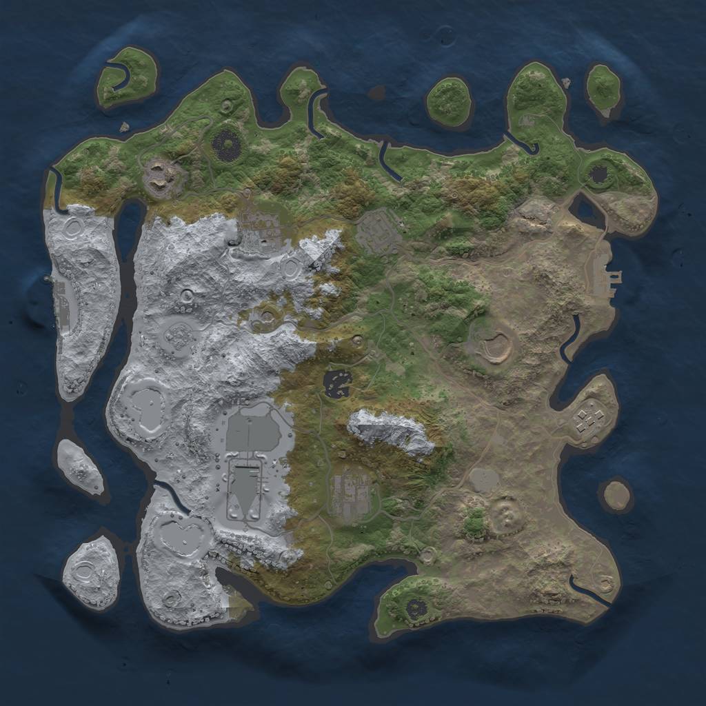 Rust Map: Procedural Map, Size: 3500, Seed: 8227063, 15 Monuments