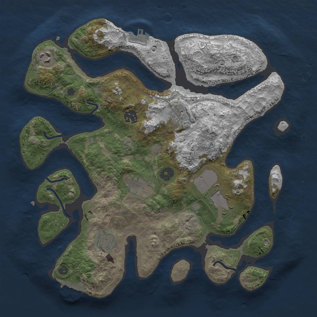 Rust Map: Procedural Map, Size: 3500, Seed: 1974226390, 13 Monuments