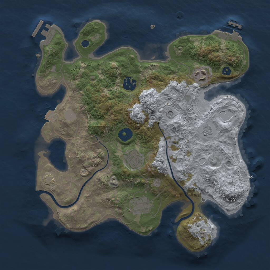 Rust Map: Procedural Map, Size: 3000, Seed: 2132816317, 10 Monuments