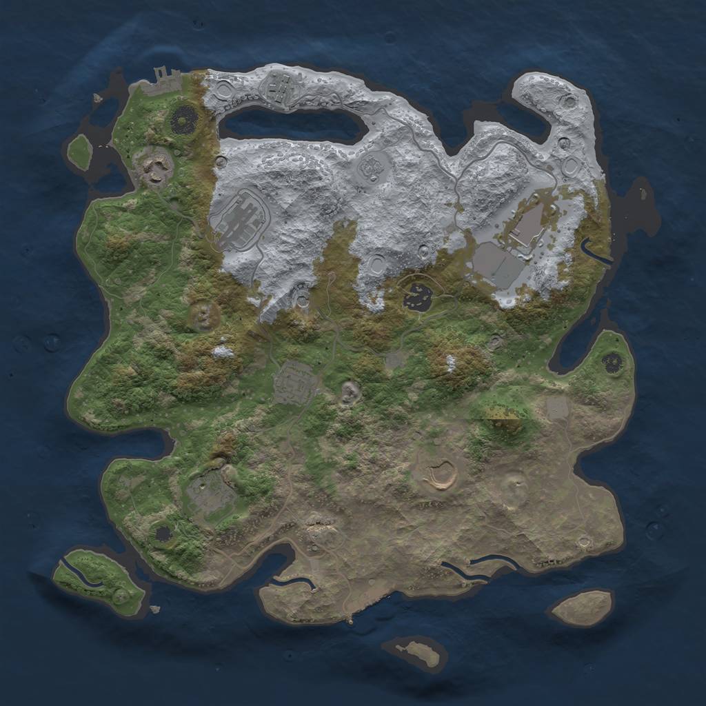 Rust Map: Procedural Map, Size: 3700, Seed: 1678177422, 15 Monuments