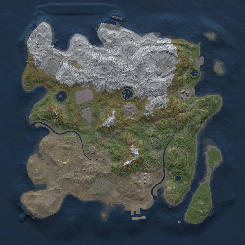 Rust Map: Procedural Map, Size: 3500, Seed: 1931576380, 14 Monuments