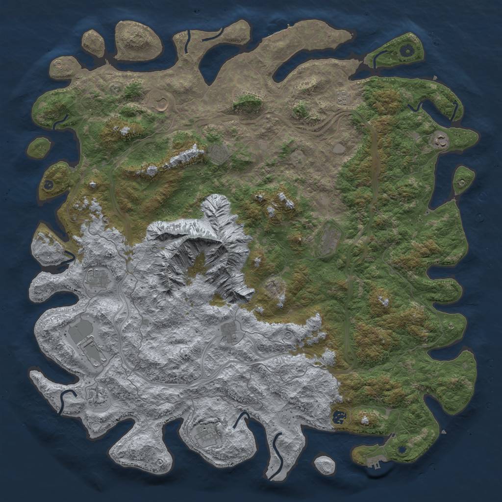 Rust Map: Procedural Map, Size: 5500, Seed: 670500441, 18 Monuments