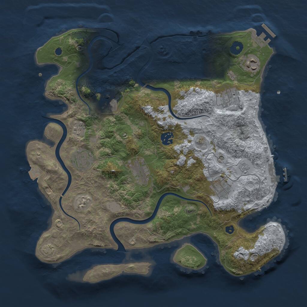 Rust Map: Procedural Map, Size: 3500, Seed: 916266841, 14 Monuments