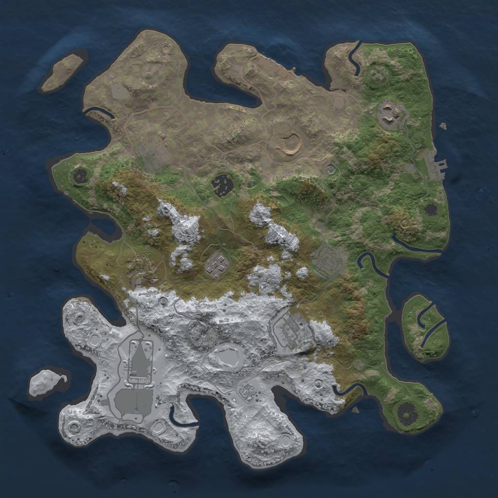 Rust Map: Procedural Map, Size: 3500, Seed: 1516239782, 18 Monuments