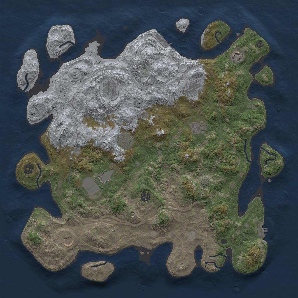 Rust Map: Procedural Map, Size: 4300, Seed: 7390625, 17 Monuments