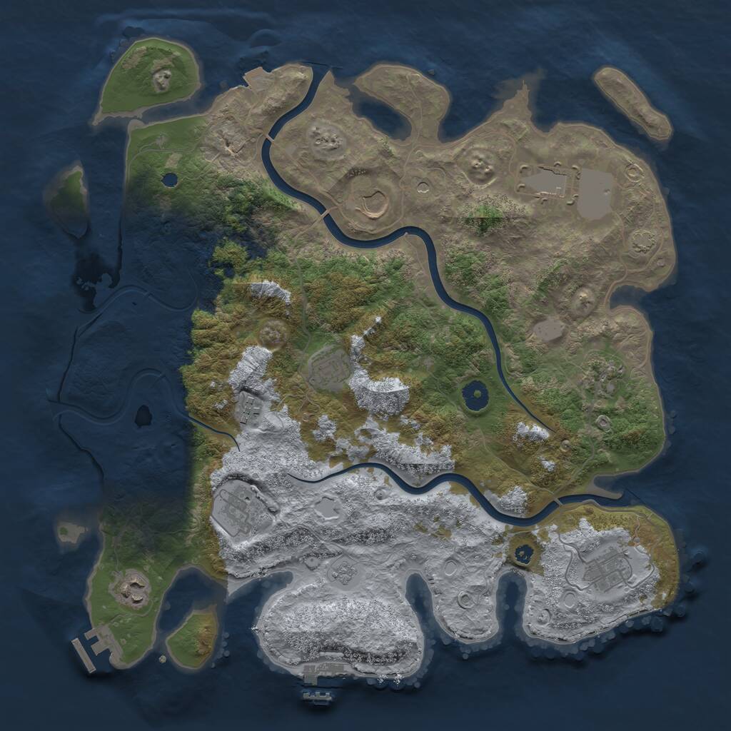 Rust Map: Procedural Map, Size: 3950, Seed: 842186871, 14 Monuments