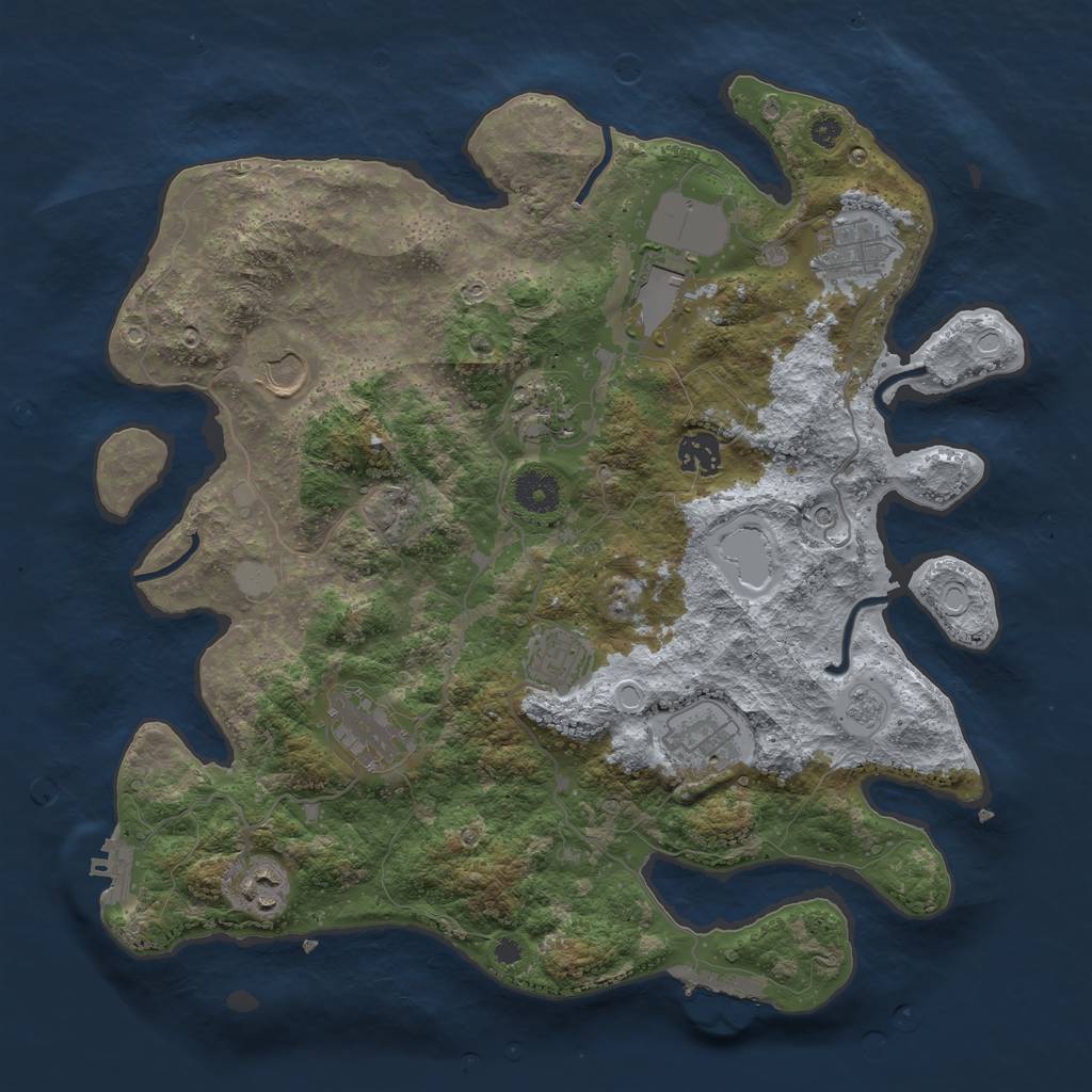 Rust Map: Procedural Map, Size: 3700, Seed: 270529927, 16 Monuments