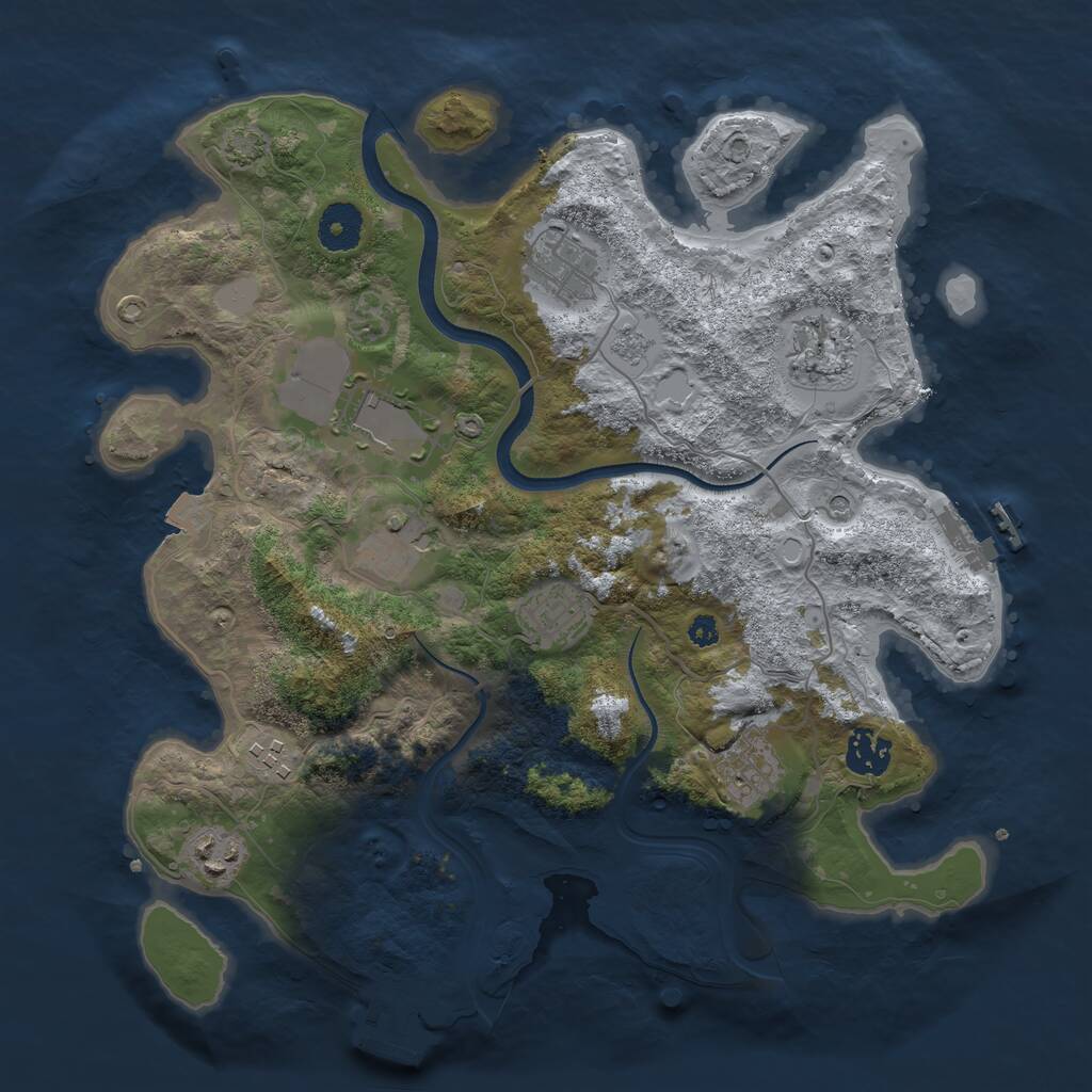 Rust Map: Procedural Map, Size: 3500, Seed: 1194193303, 15 Monuments