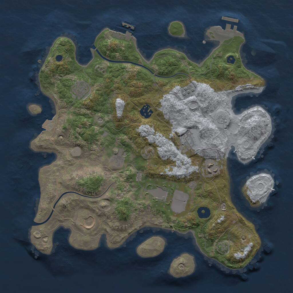Rust Map: Procedural Map, Size: 3500, Seed: 64923, 14 Monuments