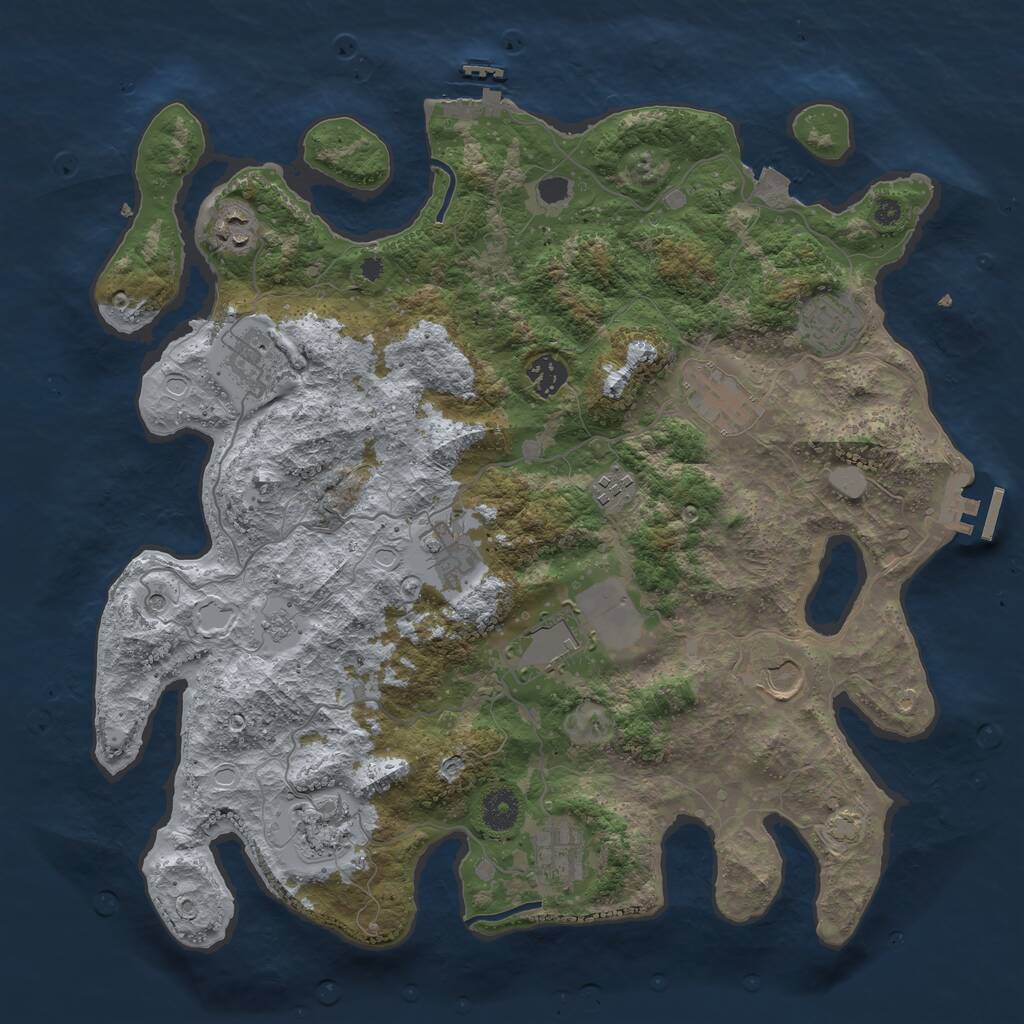 Rust Map: Procedural Map, Size: 3850, Seed: 1990414704, 17 Monuments