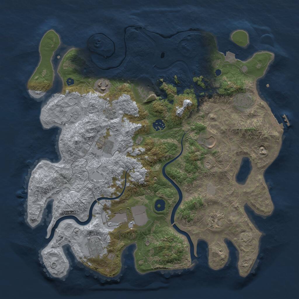 Rust Map: Procedural Map, Size: 3850, Seed: 1990414704, 15 Monuments