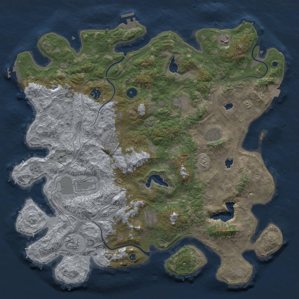 Rust Map: Procedural Map, Size: 4500, Seed: 664862252, 15 Monuments