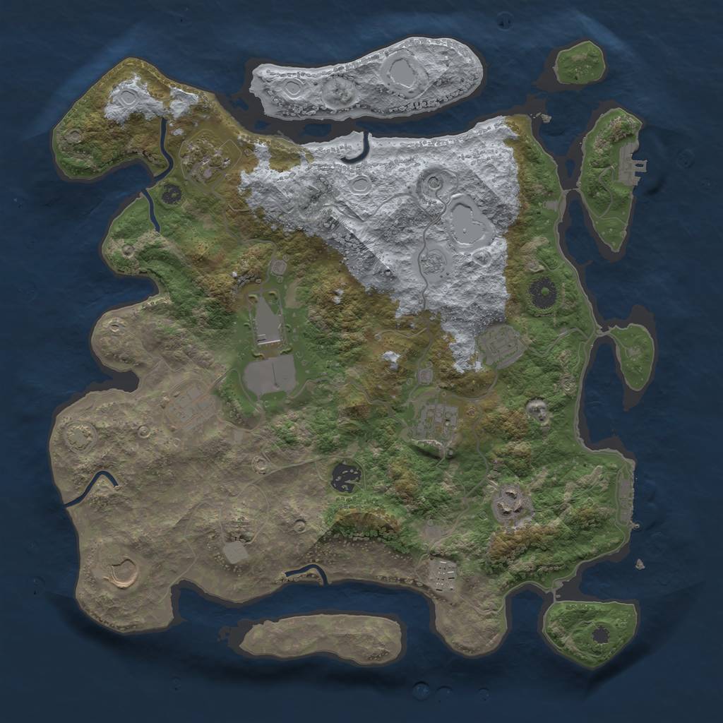 Rust Map: Procedural Map, Size: 3700, Seed: 7267524, 17 Monuments