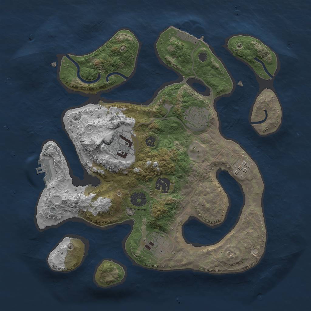 Rust Map: Procedural Map, Size: 3000, Seed: 892343, 12 Monuments