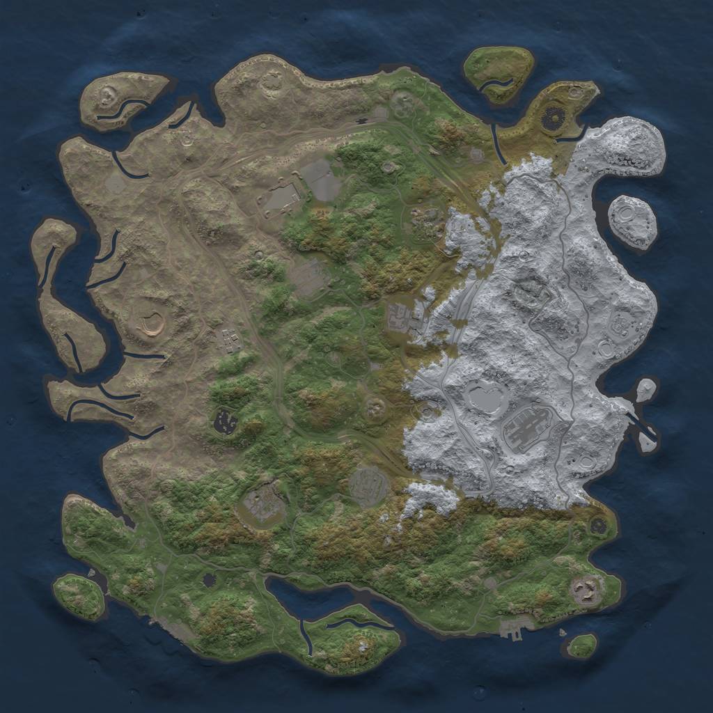 Rust Map: Procedural Map, Size: 4500, Seed: 175881432, 19 Monuments