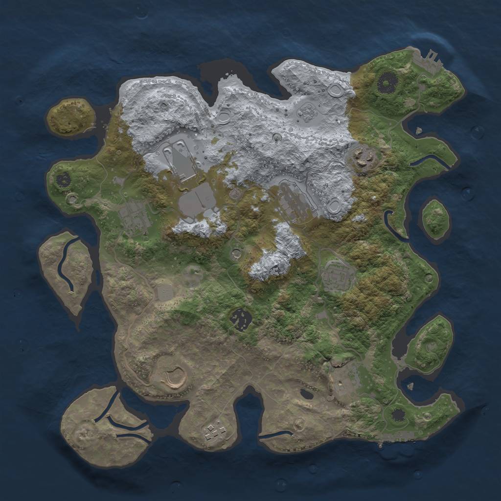 Rust Map: Procedural Map, Size: 3500, Seed: 3407, 16 Monuments