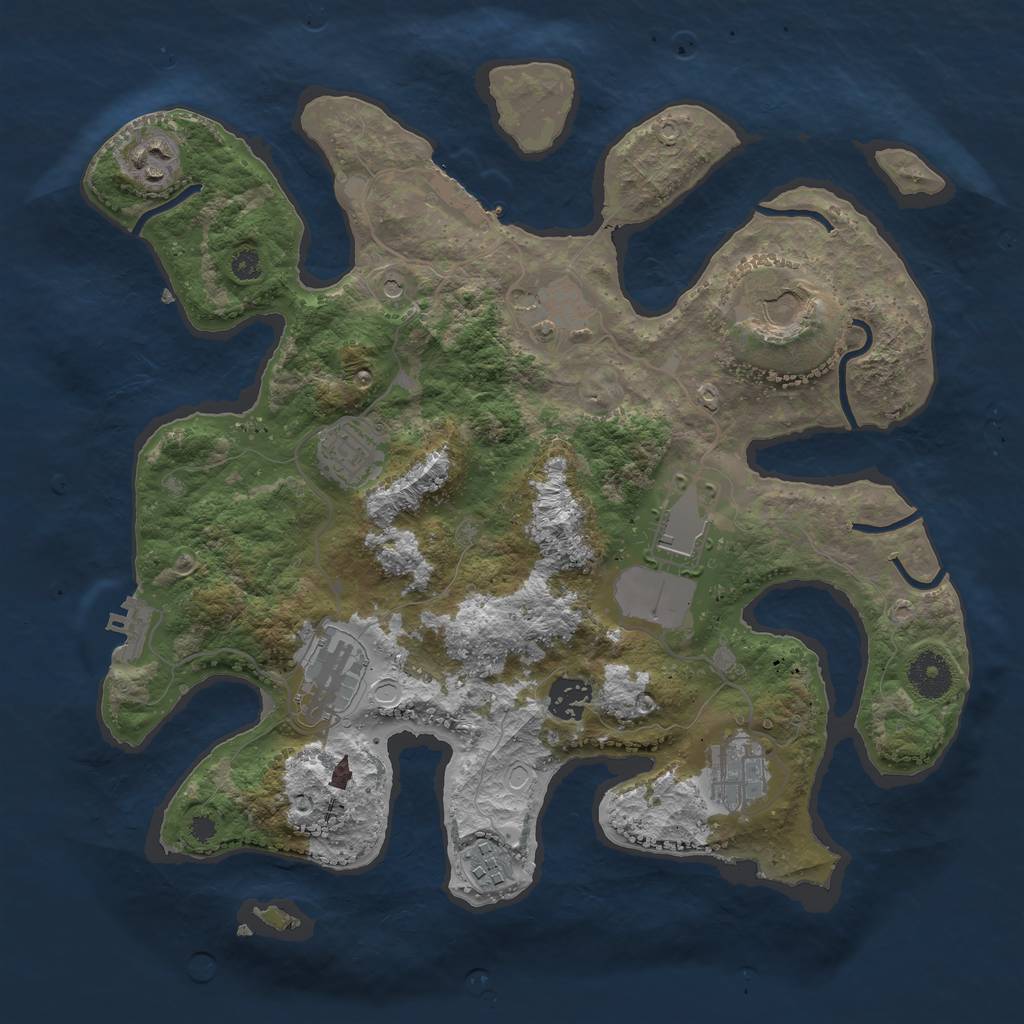 Rust Map: Procedural Map, Size: 3500, Seed: 121339886, 17 Monuments