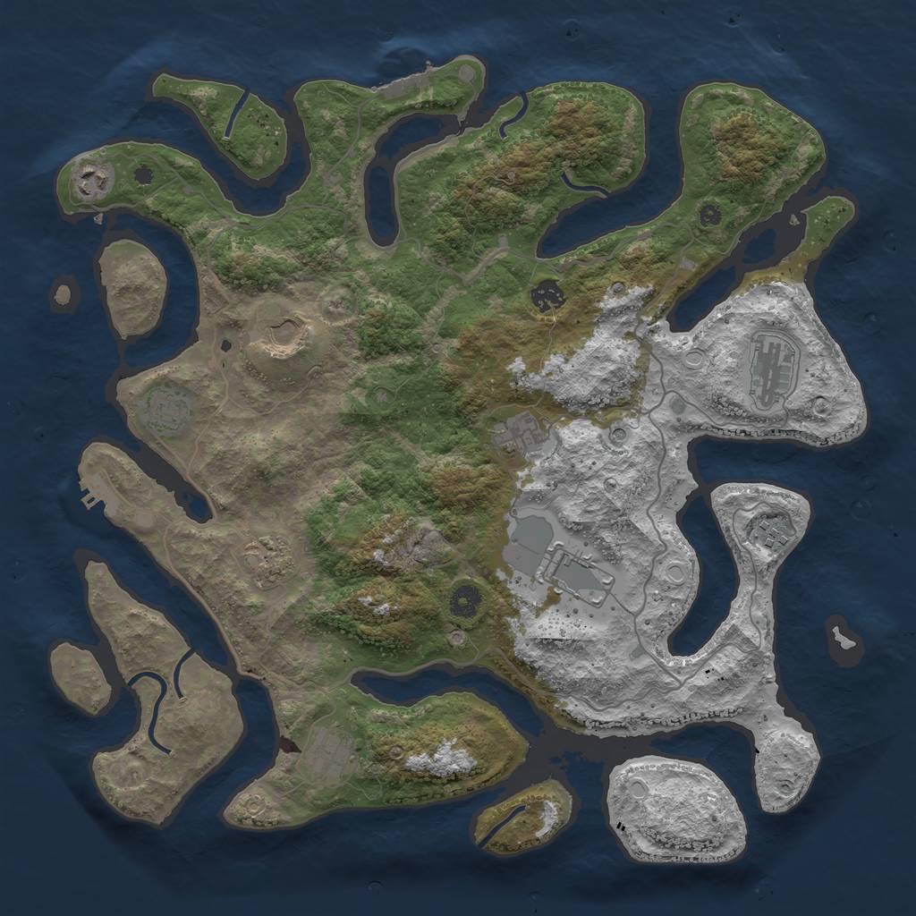 Rust Map: Procedural Map, Size: 4250, Seed: 553685484, 18 Monuments