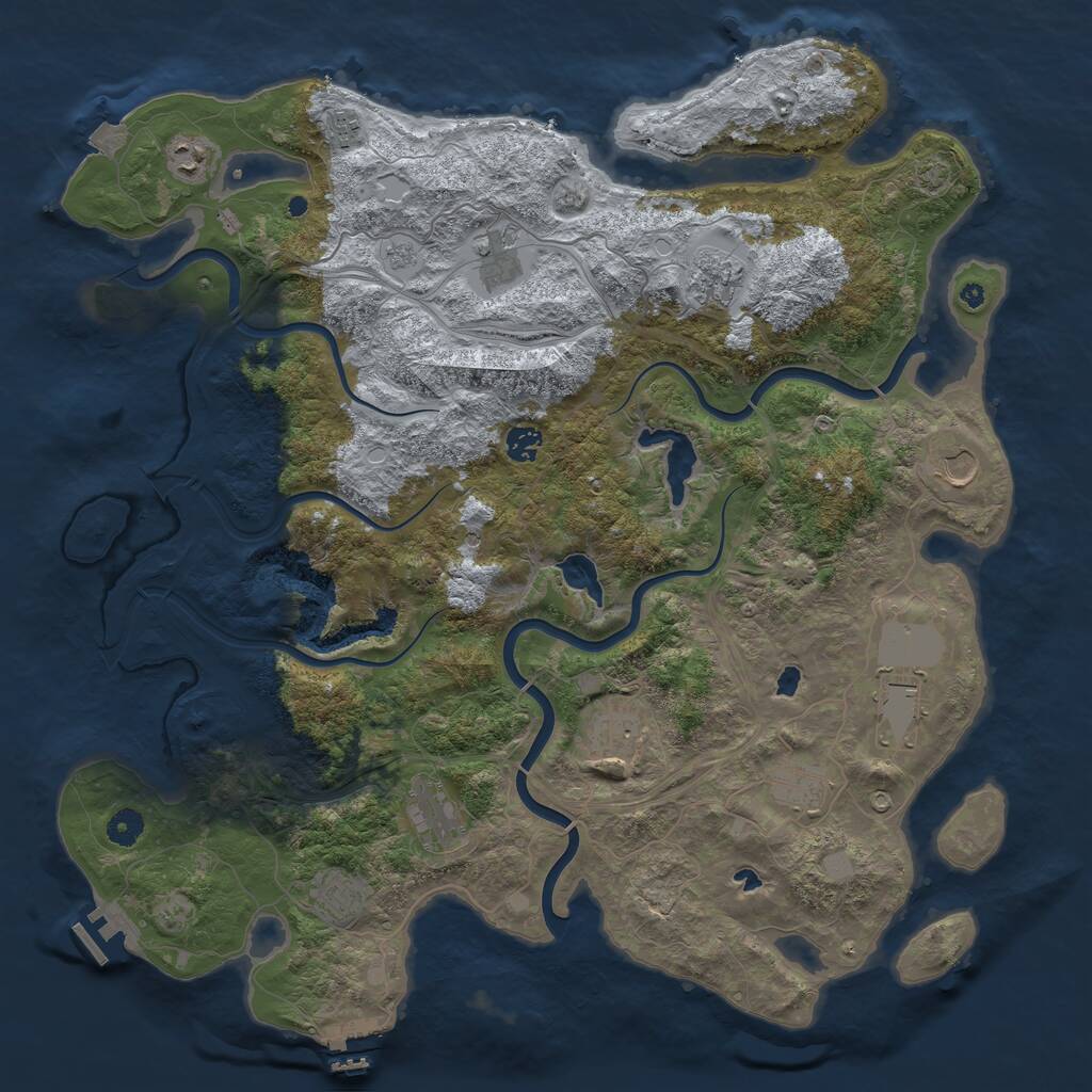 Rust Map: Procedural Map, Size: 4500, Seed: 91921066, 17 Monuments