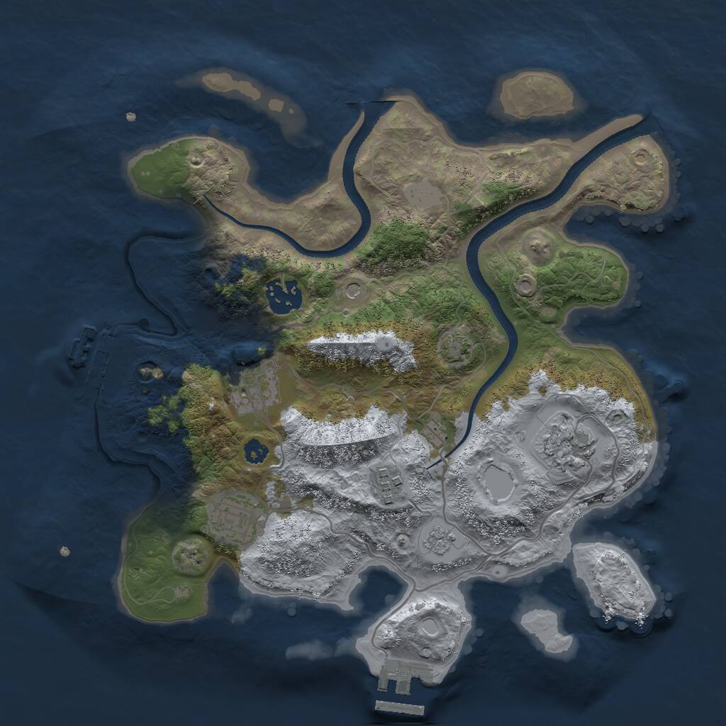 Rust Map: Procedural Map, Size: 3000, Seed: 345144302, 11 Monuments