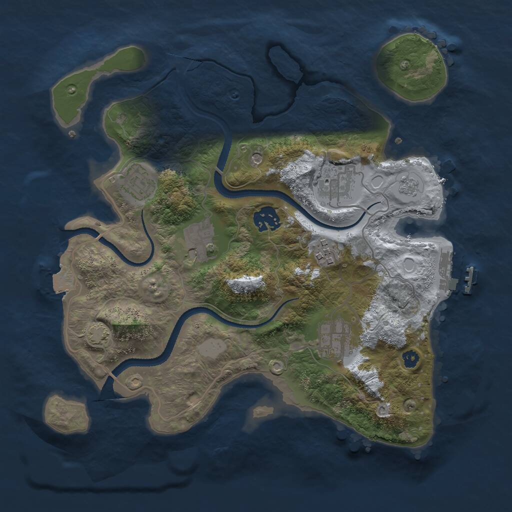 Rust Map: Procedural Map, Size: 3000, Seed: 53433, 11 Monuments