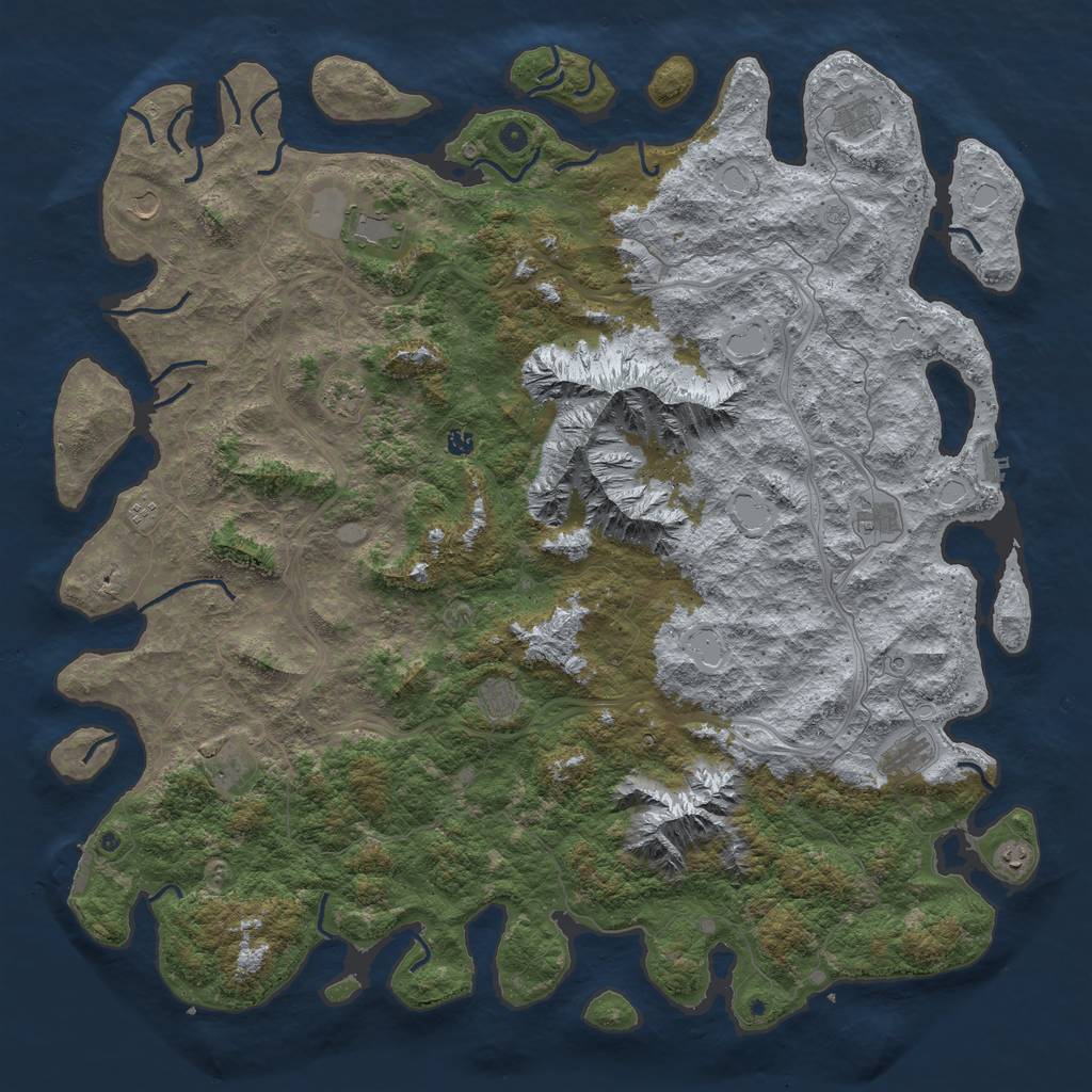 Rust Map: Procedural Map, Size: 6000, Seed: 2030, 18 Monuments