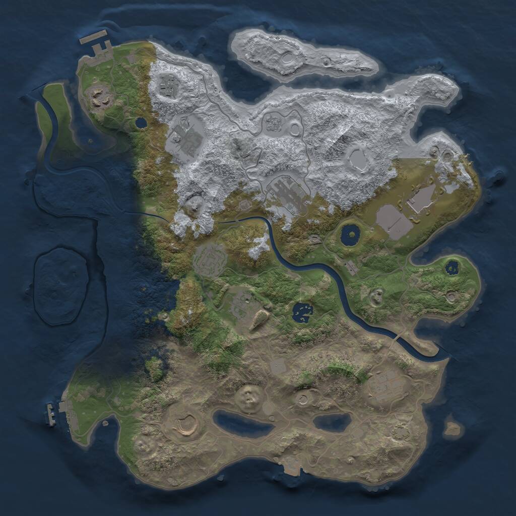 Rust Map: Procedural Map, Size: 3700, Seed: 800580537, 16 Monuments