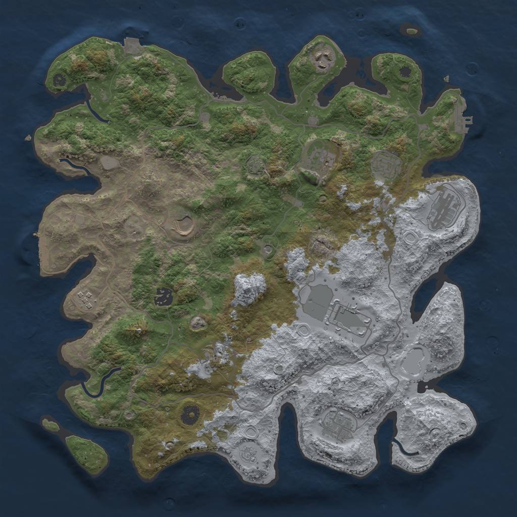 Rust Map: Procedural Map, Size: 4000, Seed: 324707053, 18 Monuments