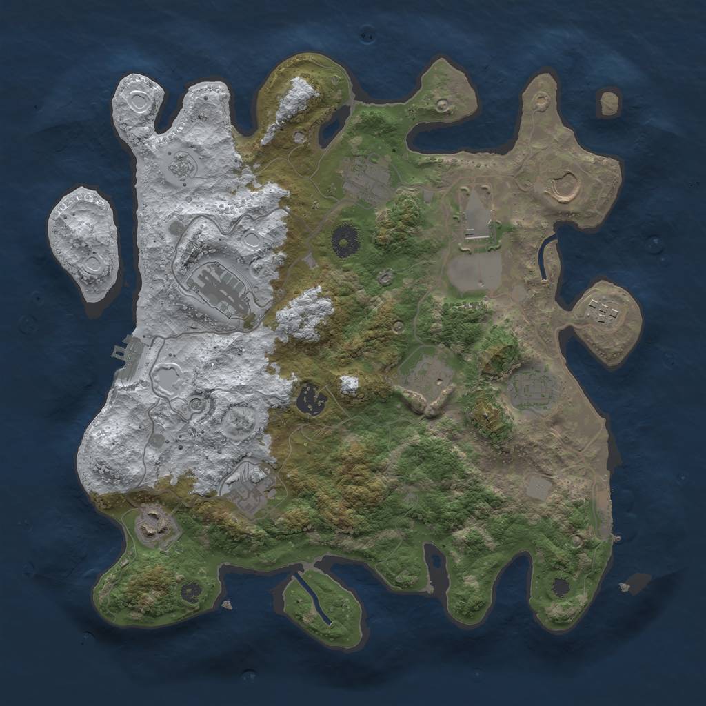 Rust Map: Procedural Map, Size: 3500, Seed: 772013325, 19 Monuments