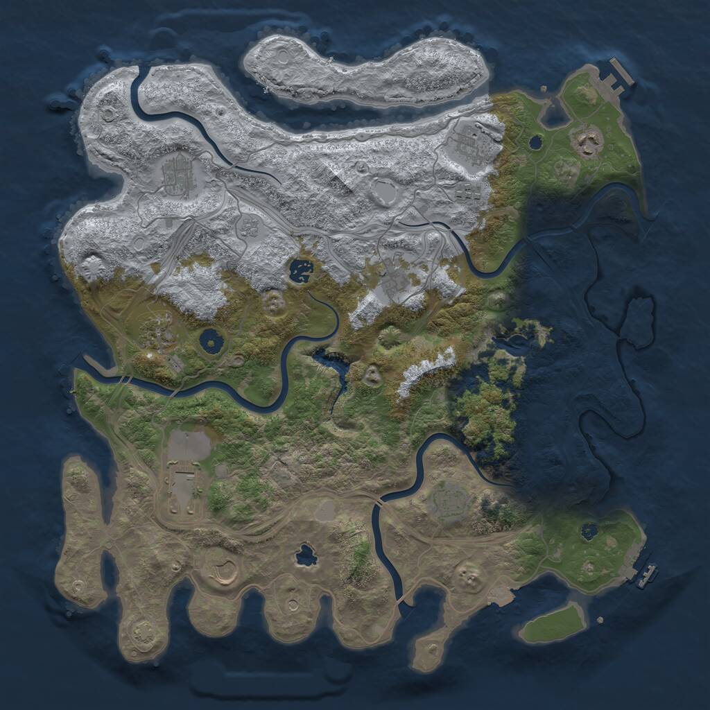 Rust Map: Procedural Map, Size: 4400, Seed: 71457, 16 Monuments