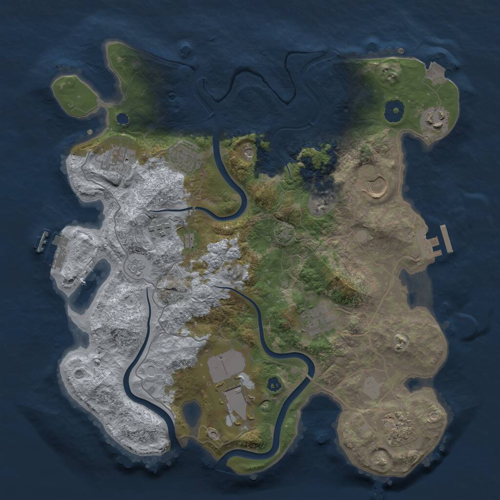 Rust Map: Procedural Map, Size: 3500, Seed: 303105794, 14 Monuments