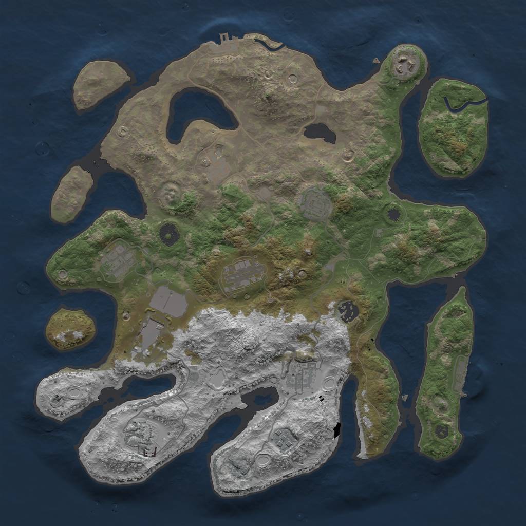 Rust Map: Procedural Map, Size: 3850, Seed: 469004, 18 Monuments