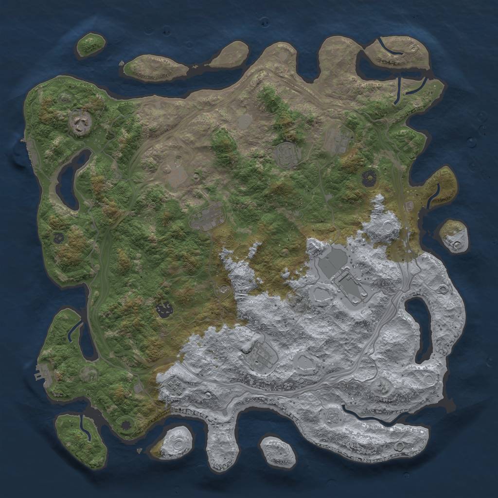 Rust Map: Procedural Map, Size: 4500, Seed: 1113438132, 16 Monuments