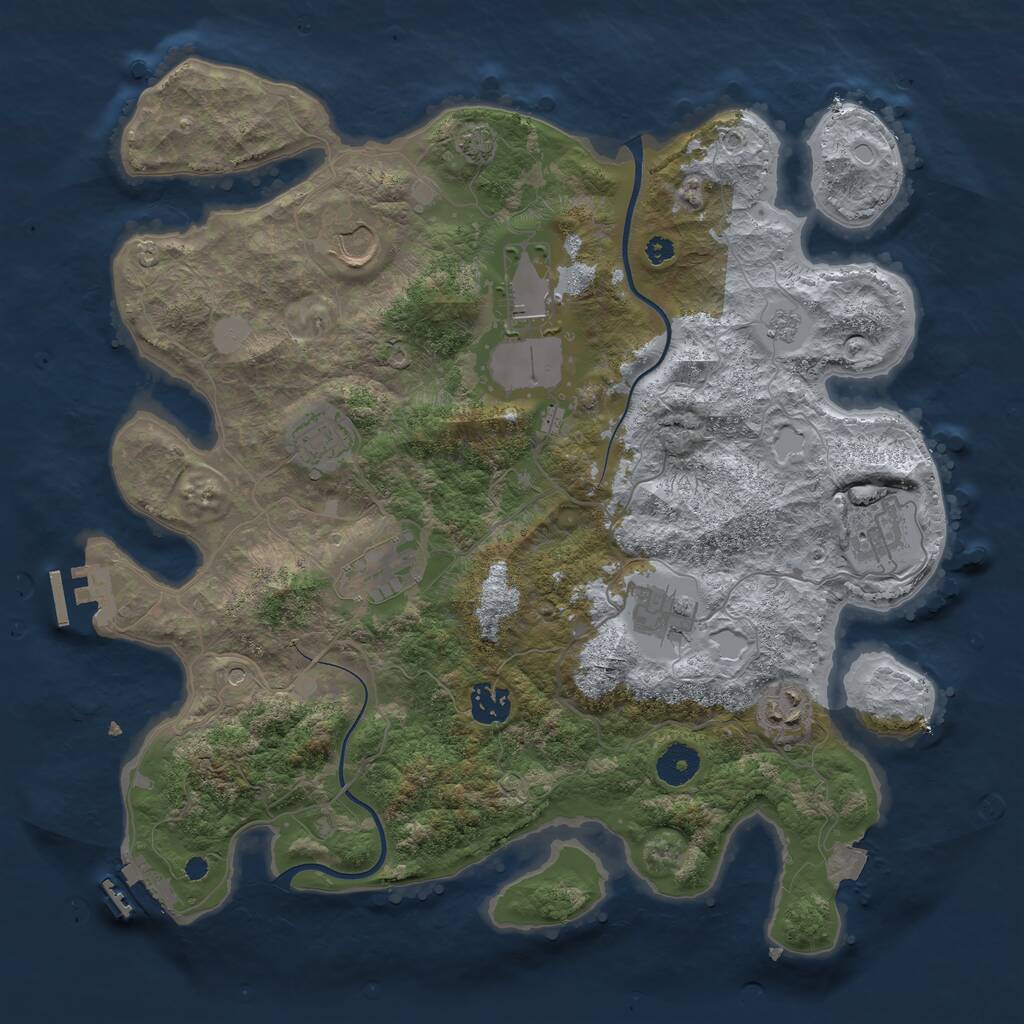 Rust Map: Procedural Map, Size: 3700, Seed: 498402638, 14 Monuments