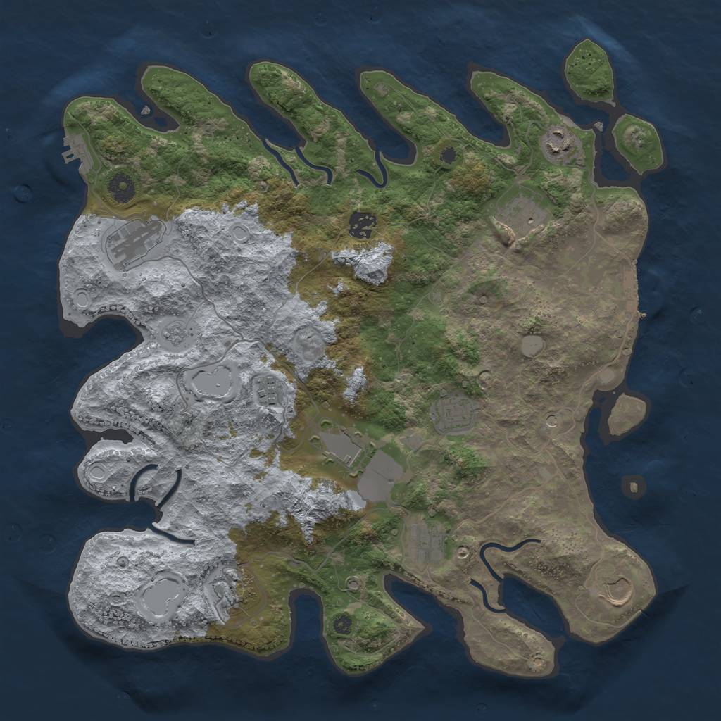 Rust Map: Procedural Map, Size: 3850, Seed: 1130522782, 17 Monuments