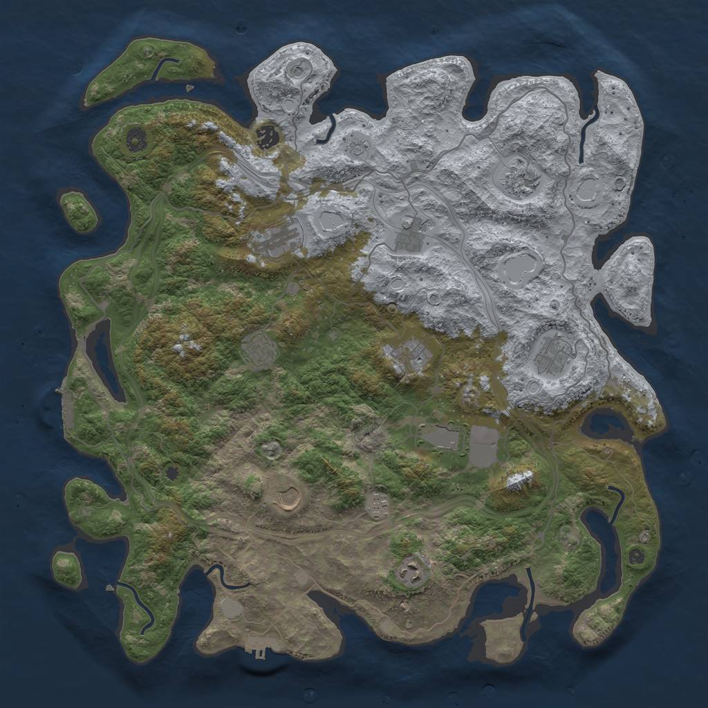 Rust Map: Procedural Map, Size: 4500, Seed: 1521064088, 18 Monuments