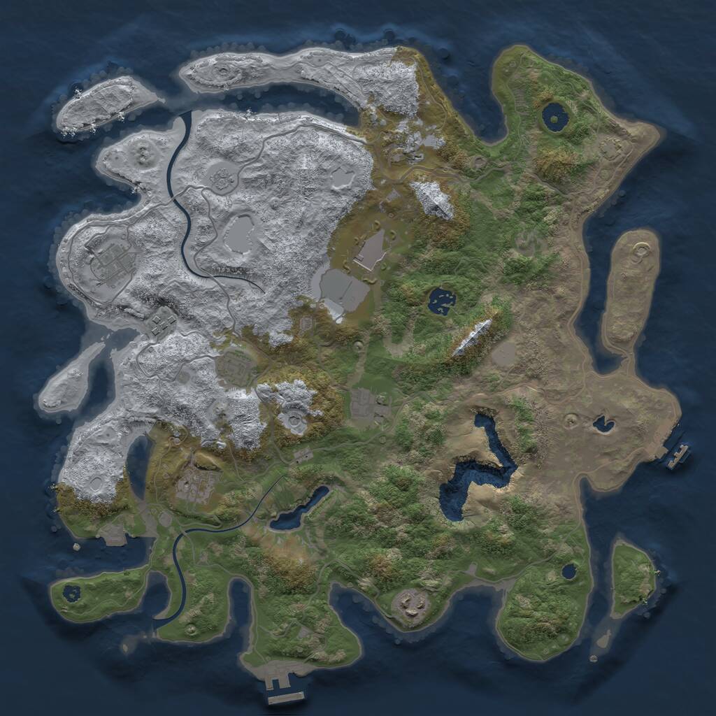Rust Map: Procedural Map, Size: 4000, Seed: 54198744, 15 Monuments