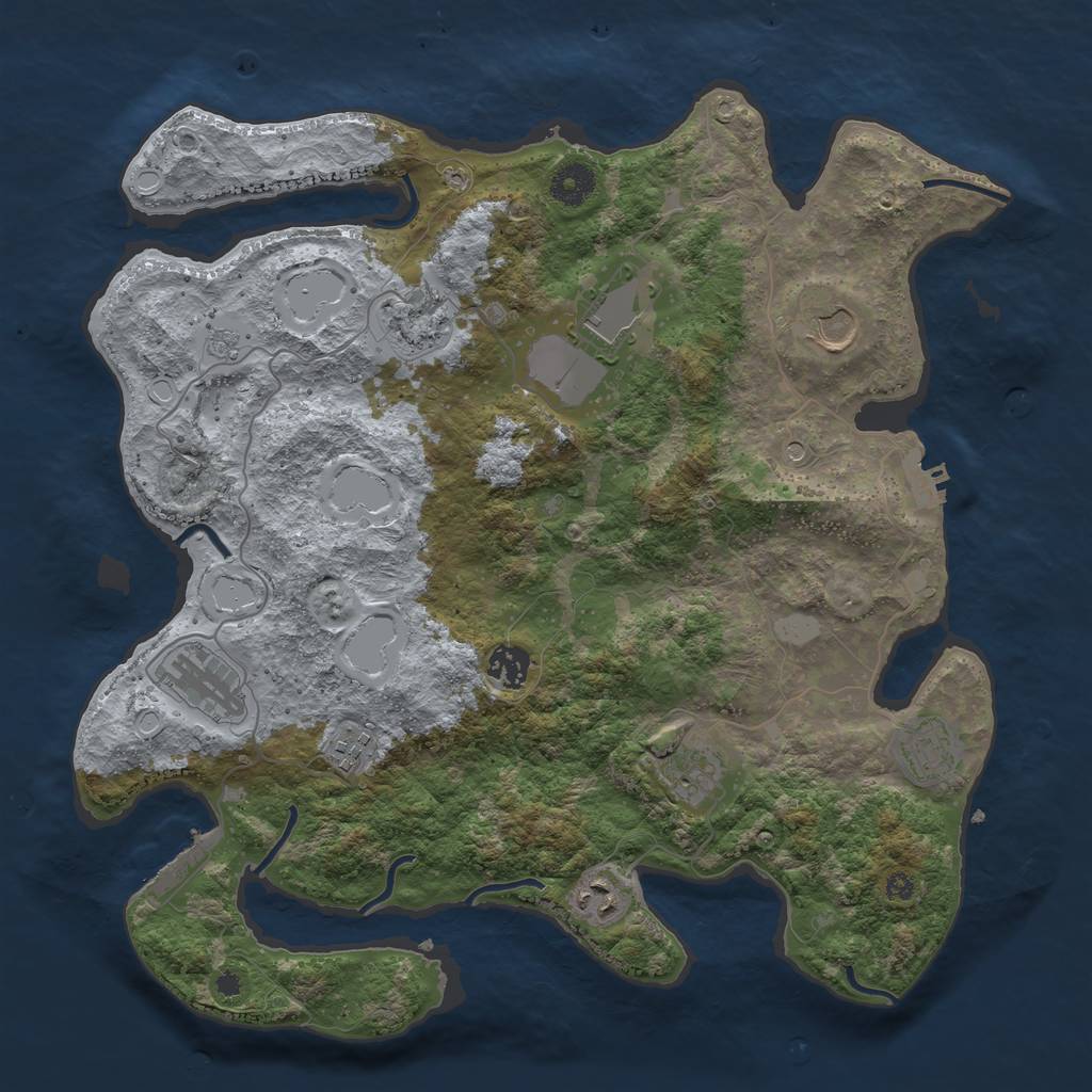 Rust Map: Procedural Map, Size: 3800, Seed: 845271, 18 Monuments
