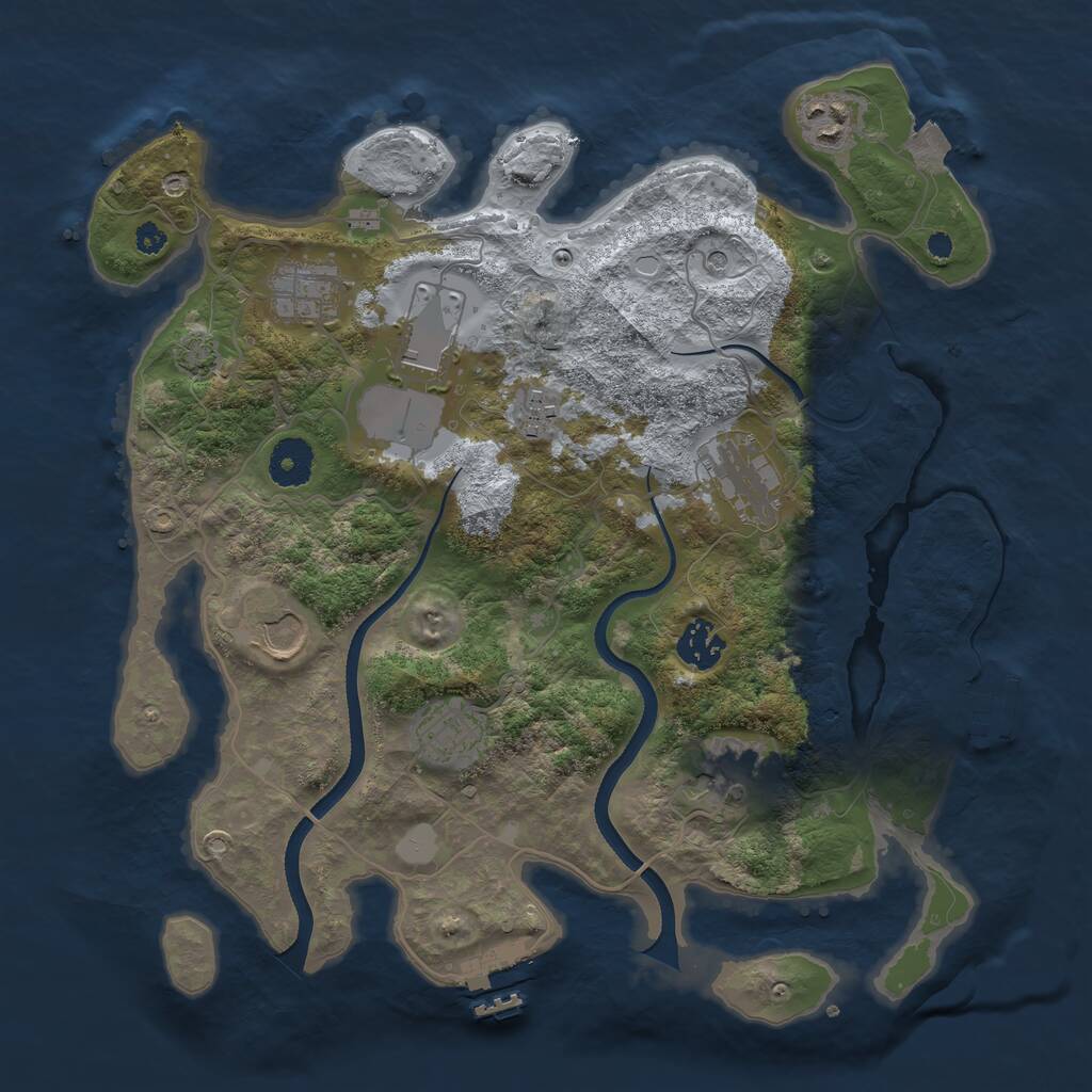 Rust Map: Procedural Map, Size: 3500, Seed: 1253454242, 14 Monuments