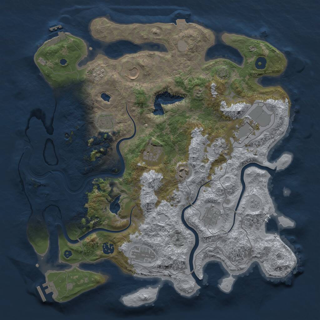 Rust Map: Procedural Map, Size: 4000, Seed: 1123581904, 16 Monuments