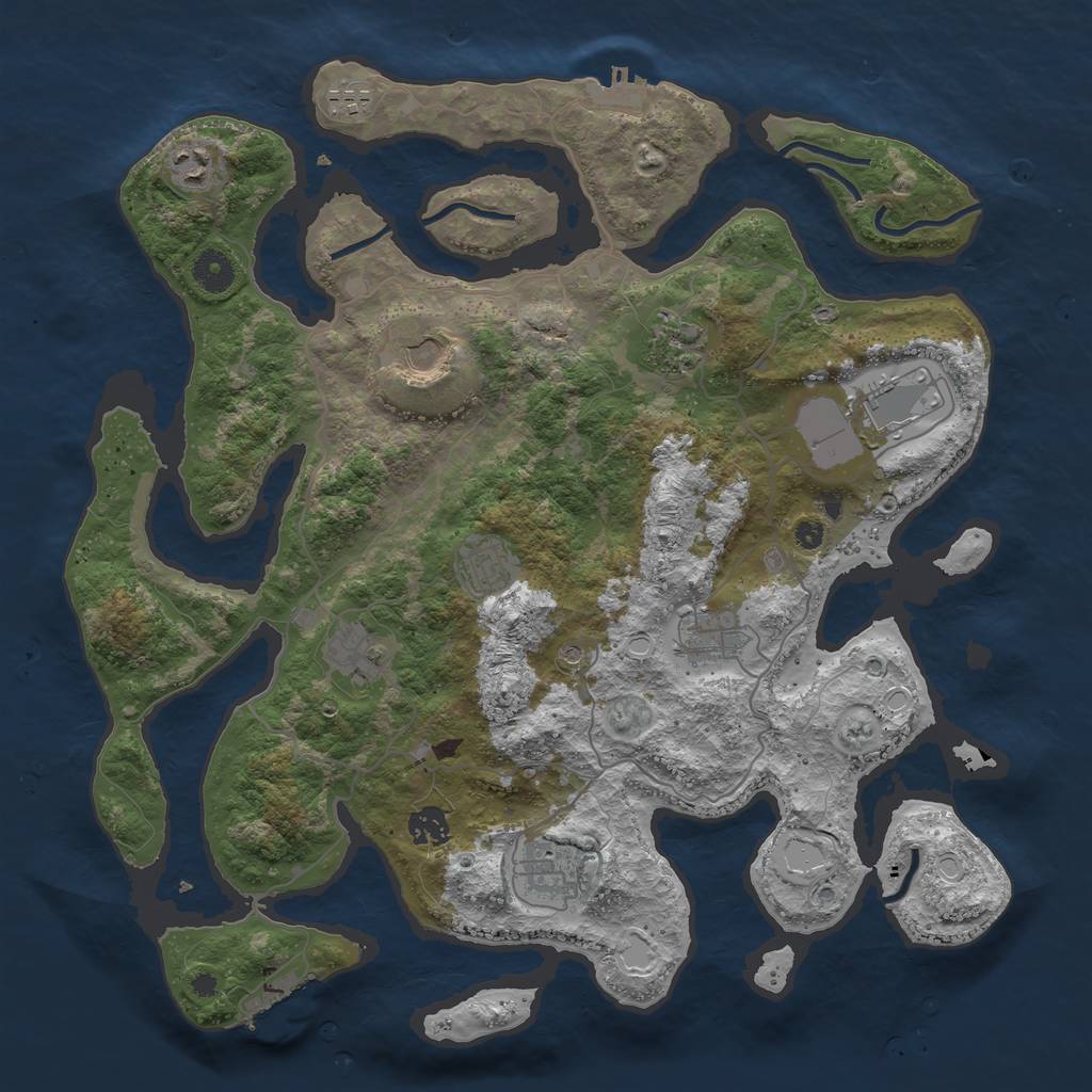 Rust Map: Procedural Map, Size: 4000, Seed: 1123581904, 18 Monuments