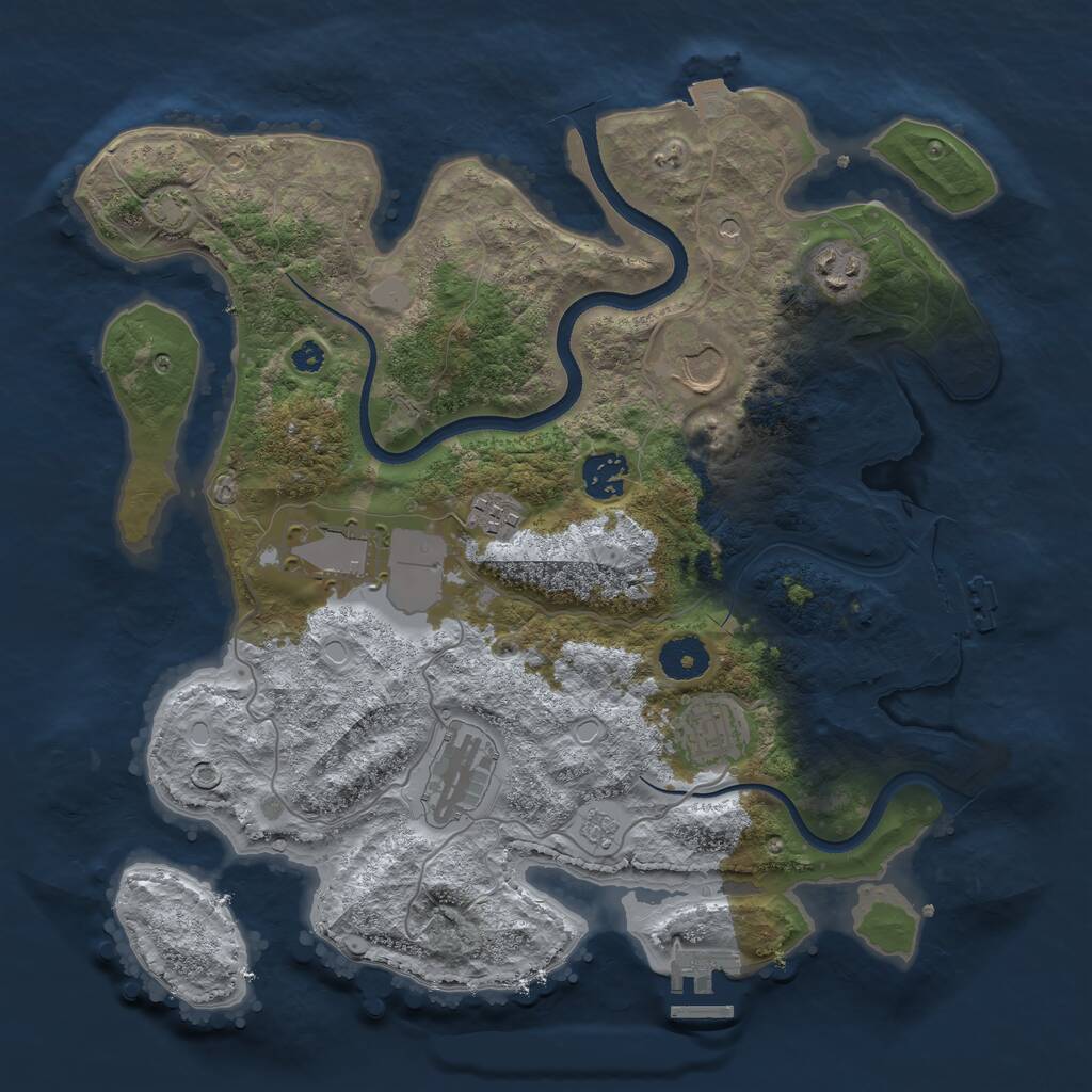Rust Map: Procedural Map, Size: 3500, Seed: 856127065, 13 Monuments