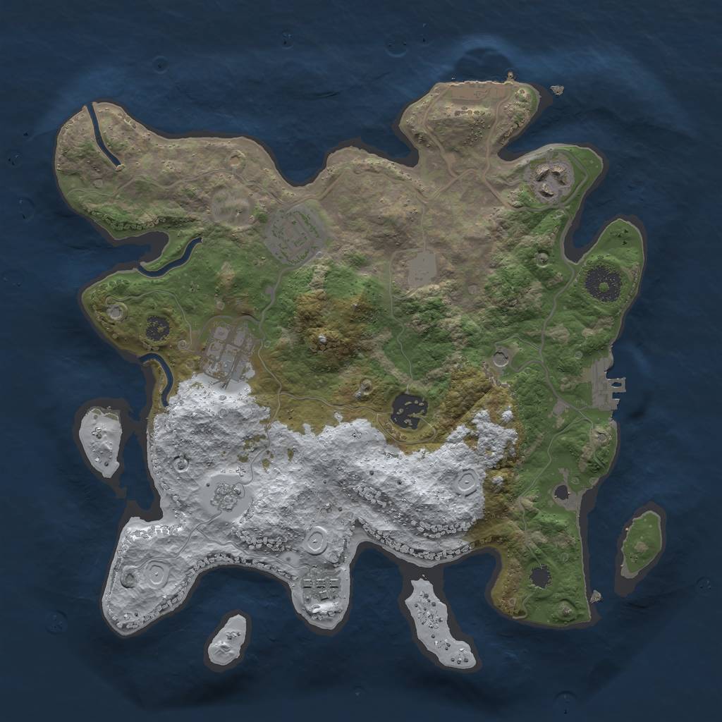 Rust Map: Procedural Map, Size: 3000, Seed: 30350963, 14 Monuments