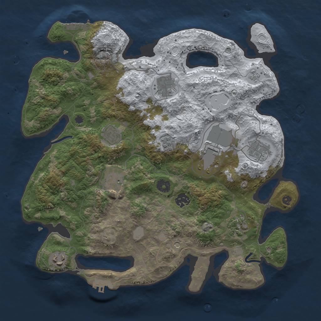 Rust Map: Procedural Map, Size: 3500, Seed: 93588638, 18 Monuments