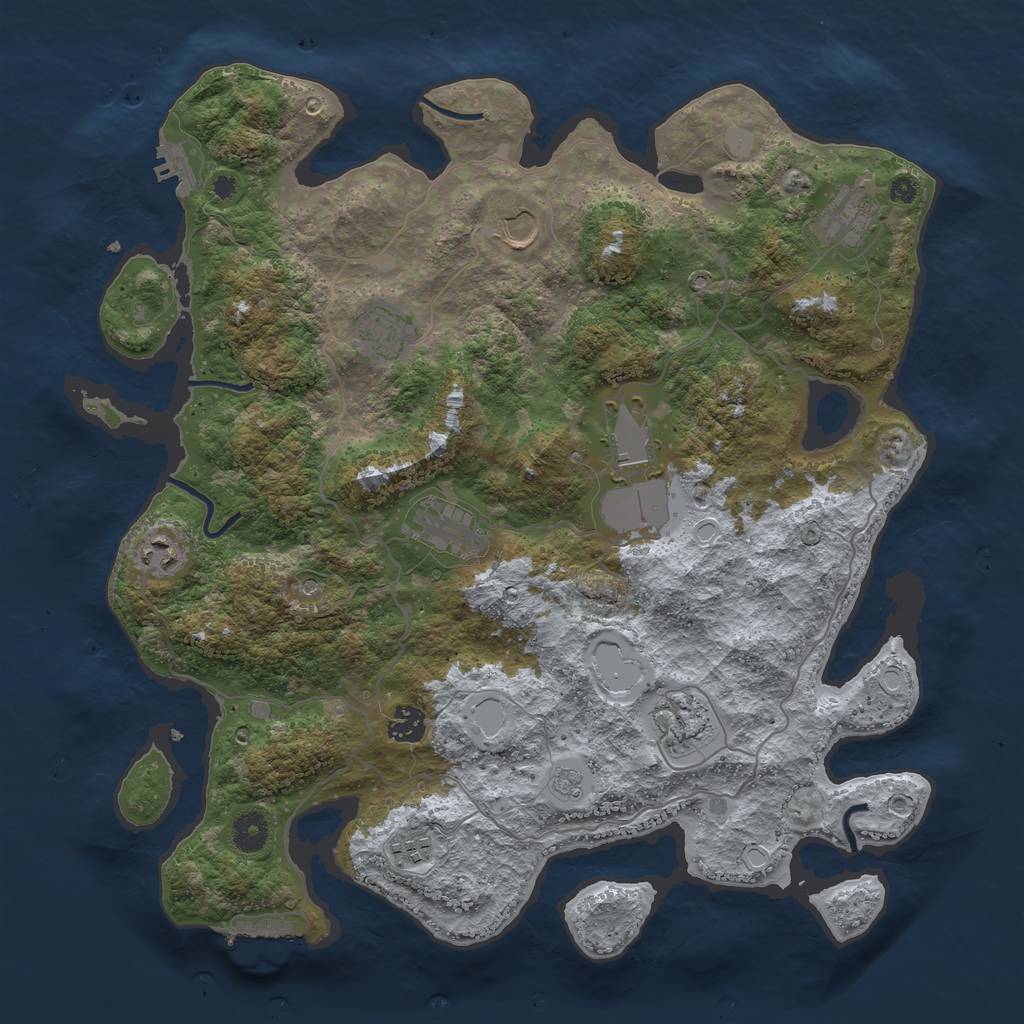 Rust Map: Procedural Map, Size: 4000, Seed: 170025049, 16 Monuments